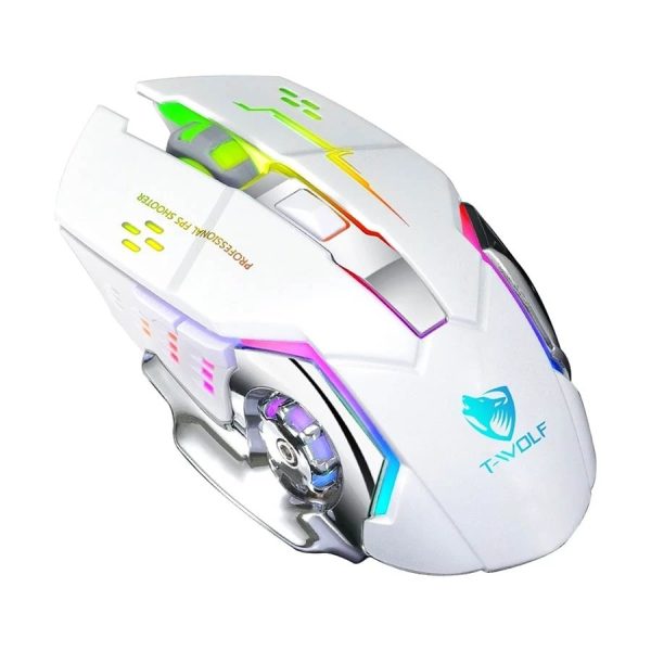 T-wolf Q13B RGB Wireless (Dual Mode) Pearl White Gaming Mouse